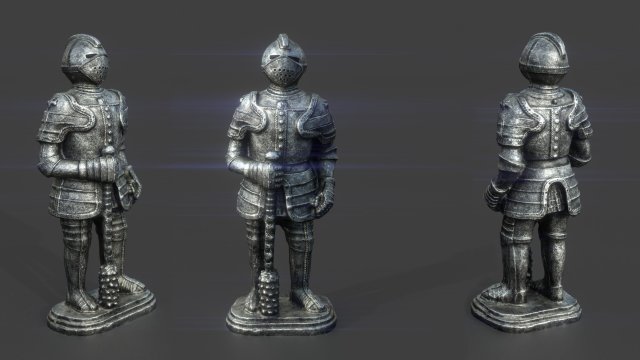 medieval knight statue 4 3D Модель .c4d .max .obj .3ds .fbx .stl .blend 
