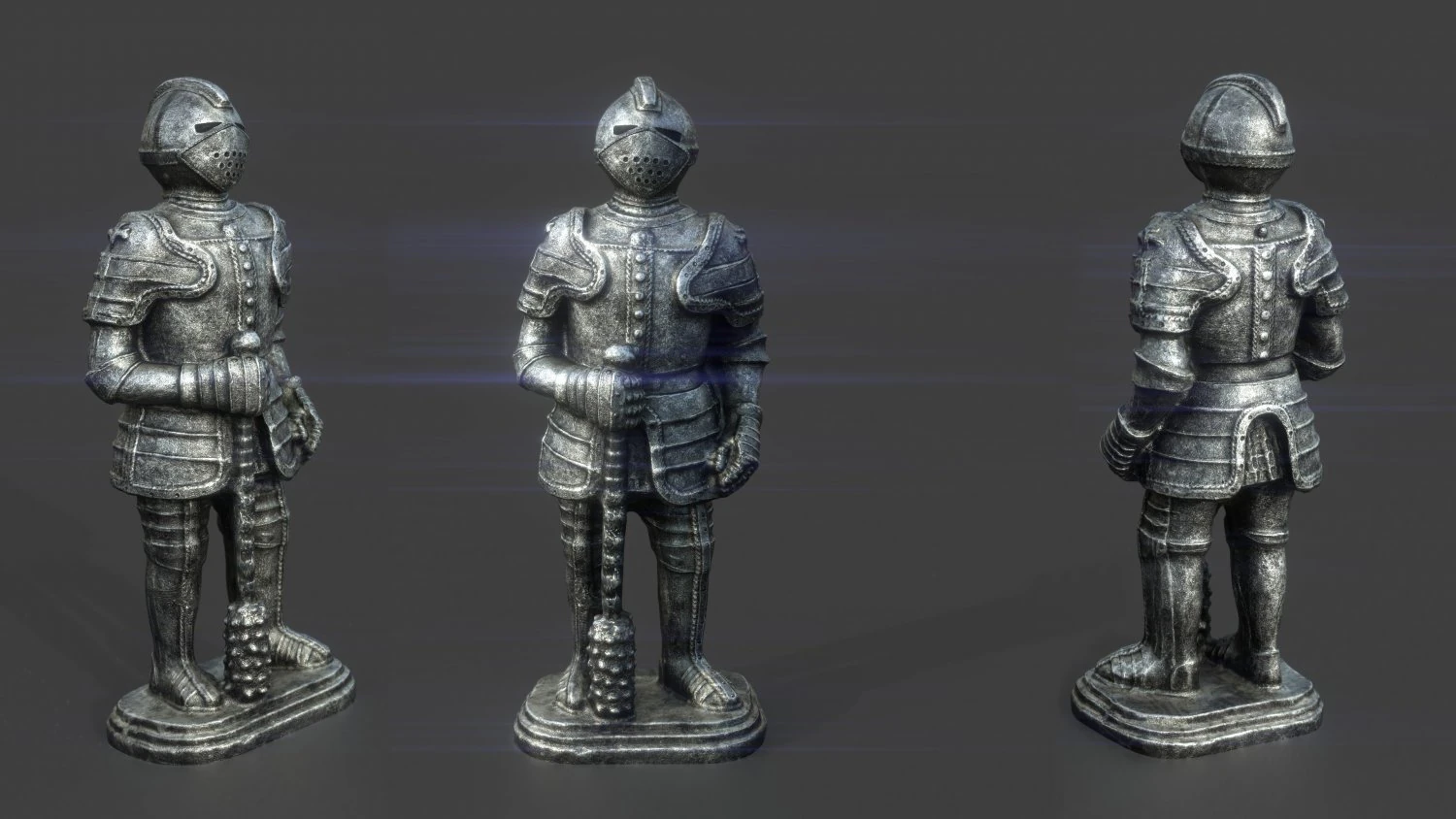 medieval knight statue 4 3D Model .c4d .max .obj .3ds .fbx .stl .blend 