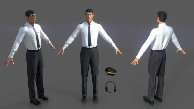 airline captain 3D मॉडल .c4d .max .obj .3ds .fbx .stl .blend 