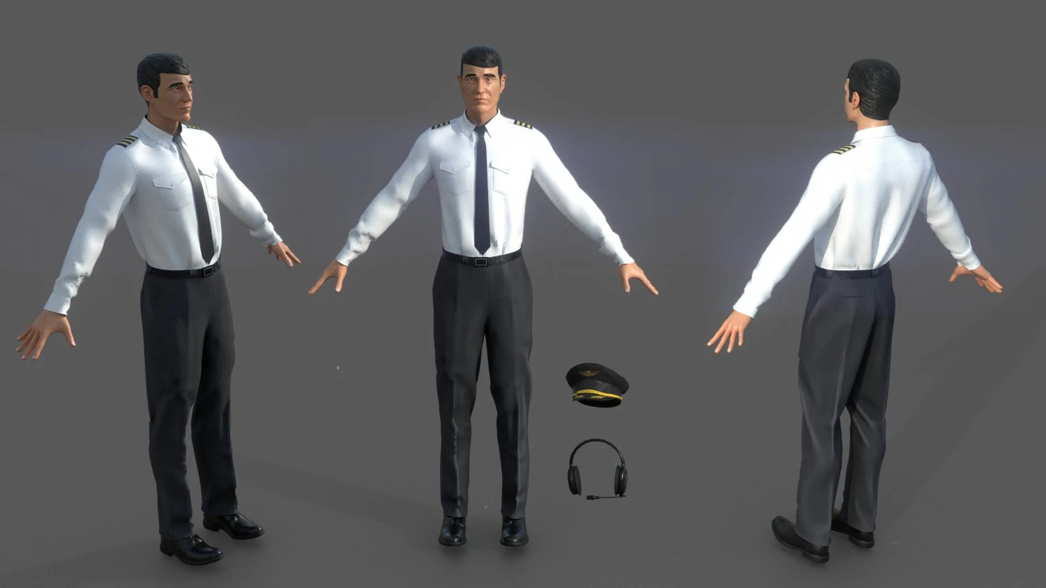 airline captain 3D Model .c4d .max .obj .3ds .fbx .stl .blend 