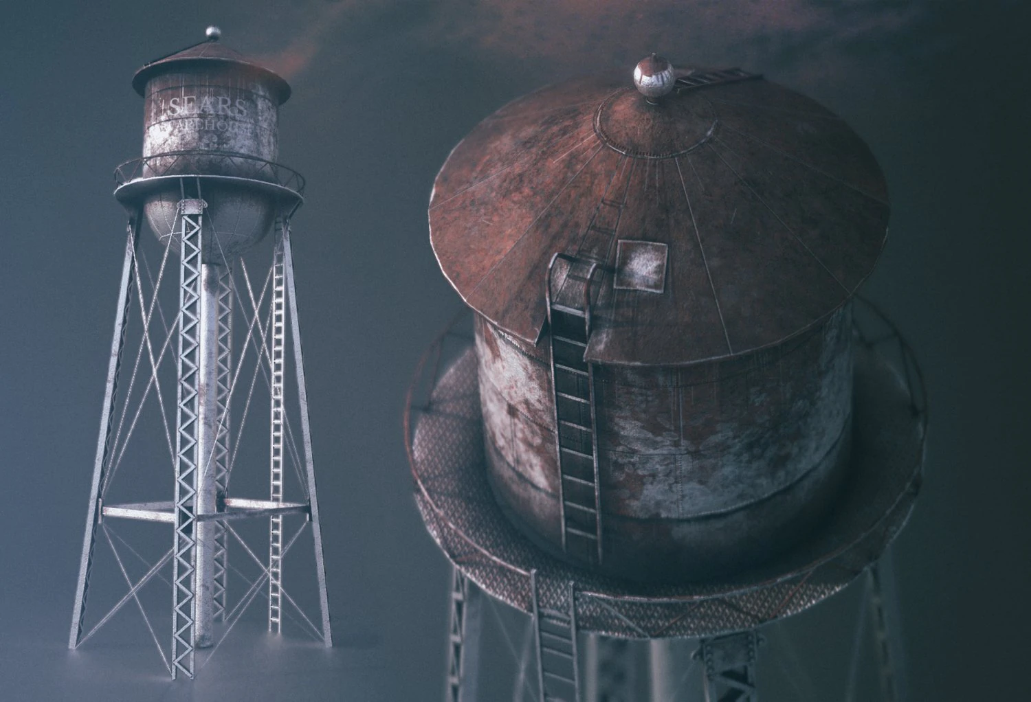 water tower 3D Model .c4d .max .obj .3ds .fbx .stl .blend