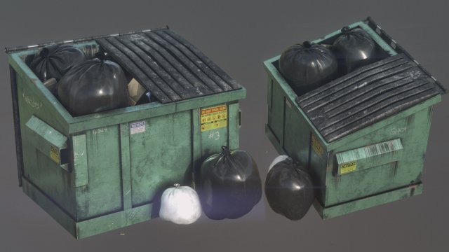 garbage dumpster 3Dモデル .c4d .max .obj .3ds .fbx .stl .blend 
