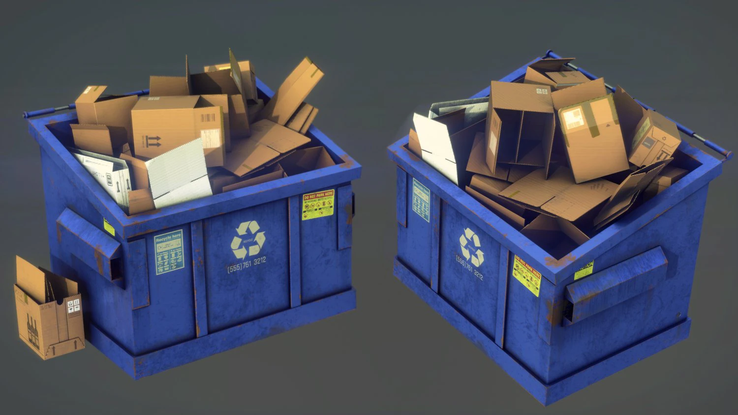 recycling dumpster 3D Model .c4d .max .obj .3ds .fbx .stl .blend 