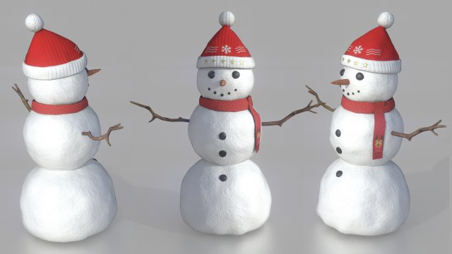 snowman 3D Model .c4d .max .obj .3ds .fbx .stl .blend 