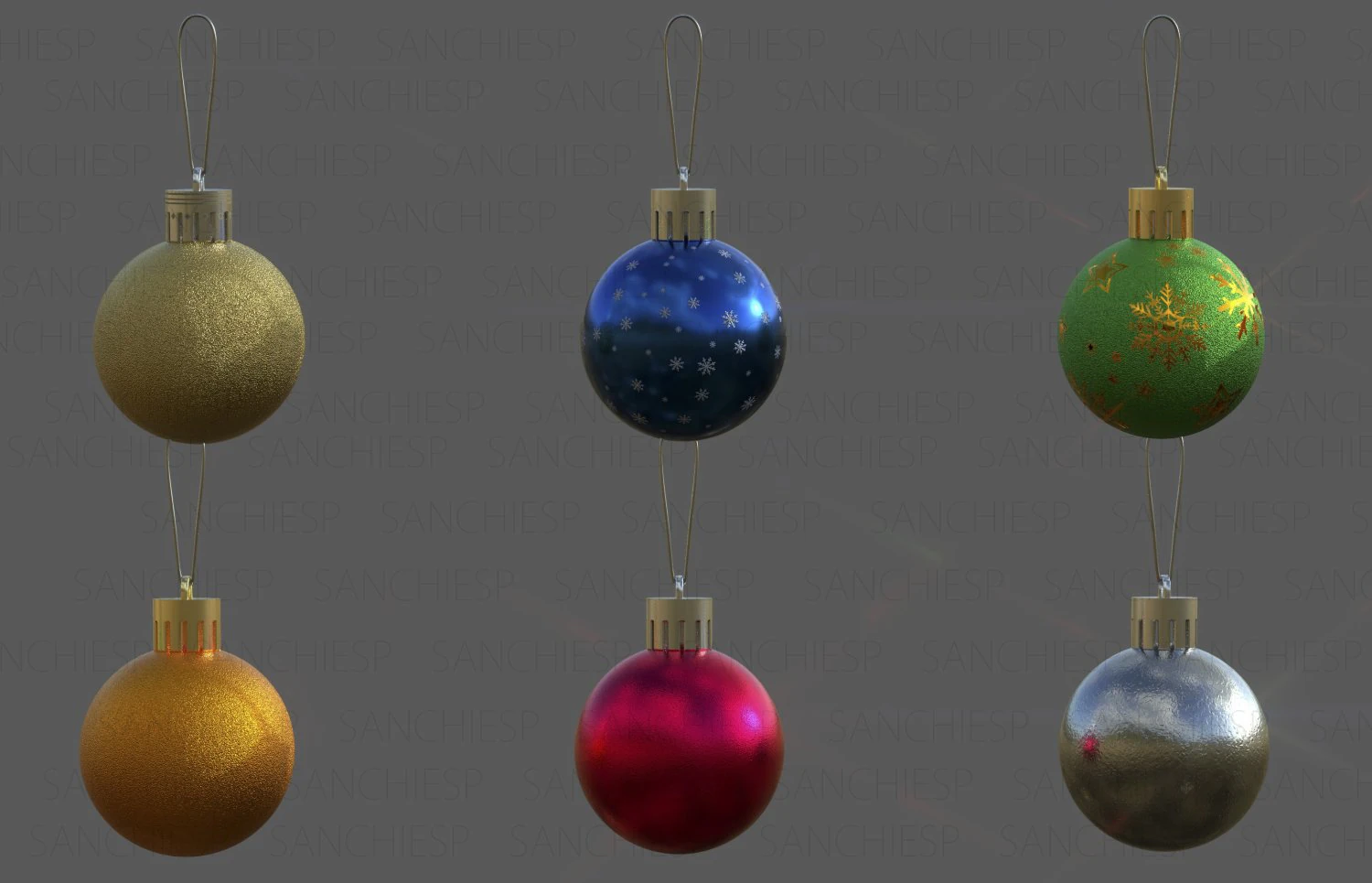 farbige Weihnachtskugeln 3D Modell .c4d .max .obj .3ds .fbx .stl .blend 