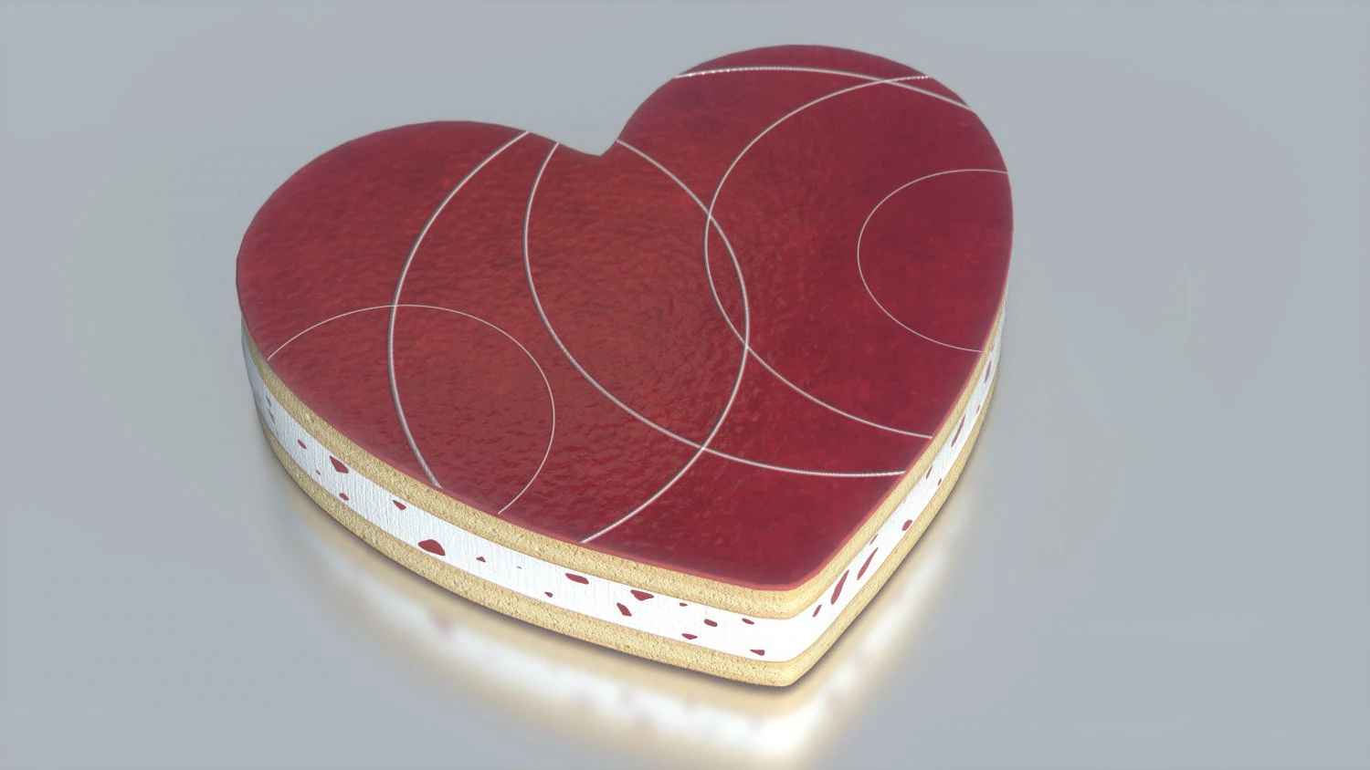 strawberry heart cake 3D Model .c4d .max .obj .3ds .fbx .stl .blend 