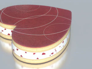 strawberry heart cake 3D Model