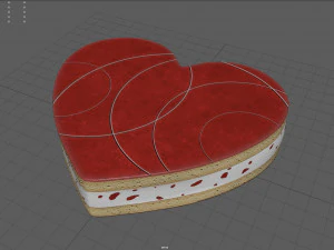strawberry heart cake 3D Model