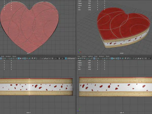 strawberry heart cake 3D Model