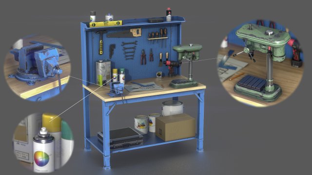 workbench Model 3D .c4d .max .obj .3ds .fbx .stl .blend 