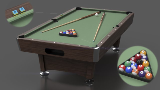 billiard pool table Modelo 3D .c4d .max .obj .3ds .fbx .stl .blend 