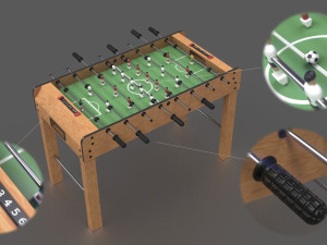 wooden football table 3D Model