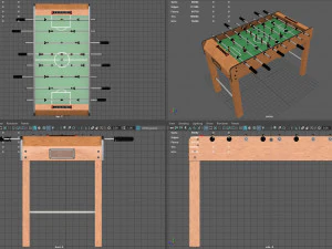 wooden football table 3D Model