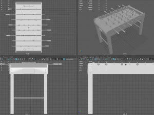 wooden football table 3D Model
