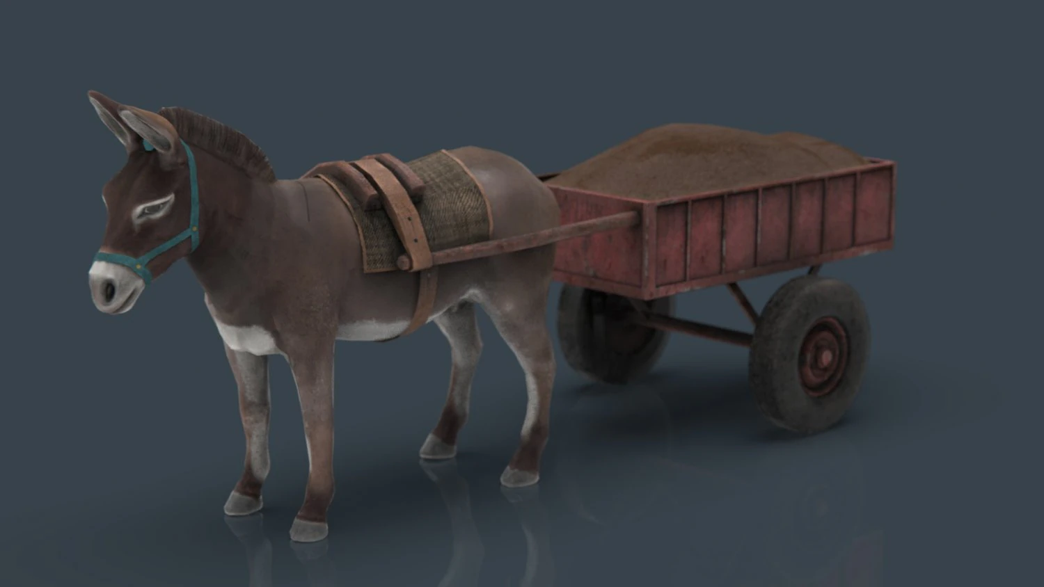 burro com carrinho Modelo 3D .c4d .max .obj .3ds .fbx .stl .blend 