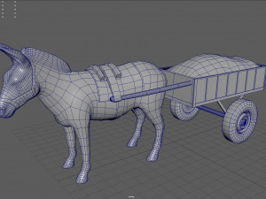 donkey with cart Modèle 3D