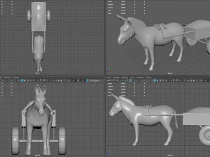 burro com carrinho Modelo 3D