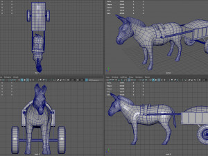 donkey with cart Modèle 3D