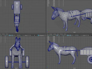 burro com carrinho Modelo 3D