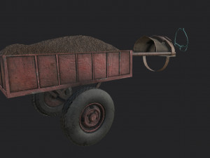donkey with cart Modèle 3D