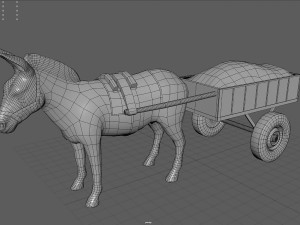 donkey with cart Modèle 3D