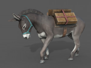donkey with load 3D Model