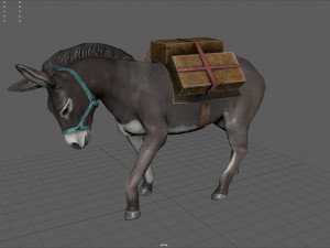 donkey with load Modelo 3D