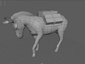 asino con carico Modello 3D