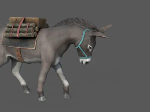 asino con carico Modello 3D