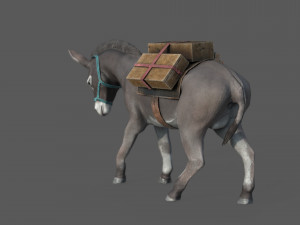 donkey with load Modelo 3D