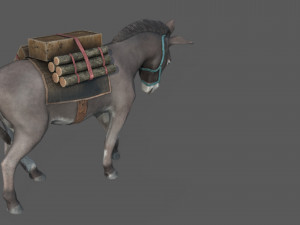 donkey with load Modelo 3D