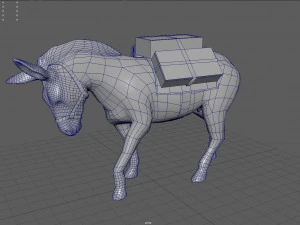 asino con carico Modello 3D