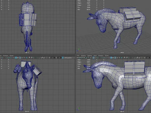 asino con carico Modello 3D