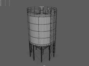 vertical water silo 3D 模型