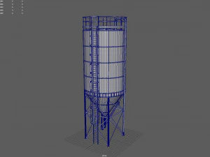 vertical cement silo 3D Model