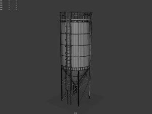 vertical cement silo 3D Model