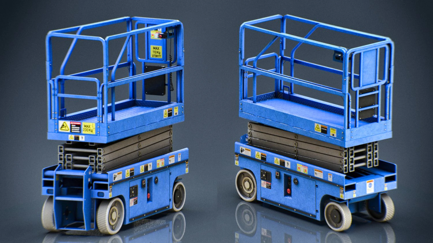 scissor lift 3D Model .c4d .max .obj .3ds .fbx .stl .blend