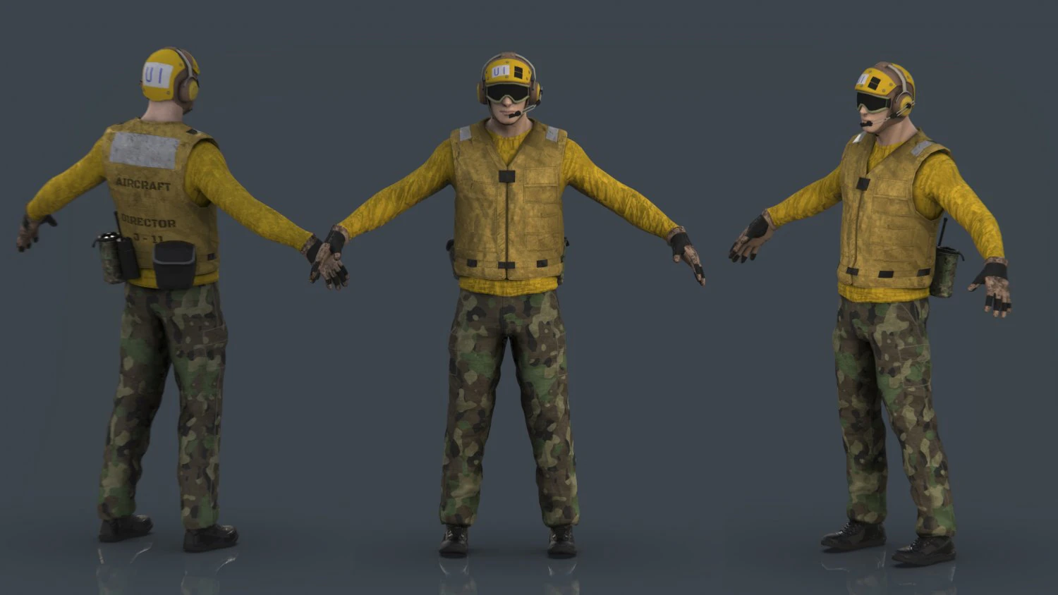 us navy flight deck crew 3D Model .c4d .max .obj .3ds .fbx .stl .blend 