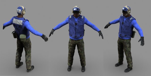 us navy flight deck crew blue 3D Model .c4d .max .obj .3ds .fbx .stl .blend 