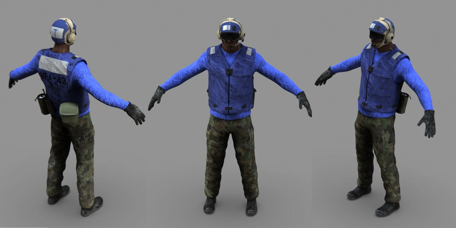 us navy flight deck crew blue 3D Model .c4d .max .obj .3ds .fbx .stl .blend
