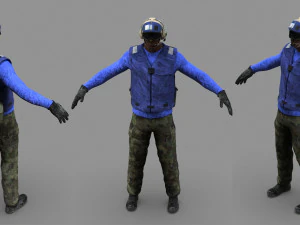 экипаж летной палубы ВМС США синий 3D Модель