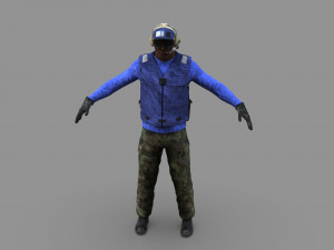 us navy flight deck crew blue 3D Model