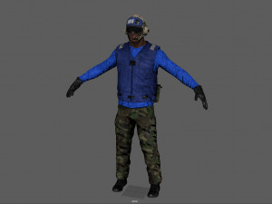 us navy flight deck crew blue 3D Model