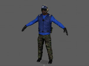 us navy flight deck crew blue 3D Model