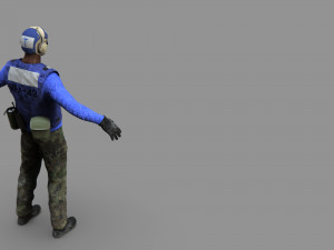 us navy flight deck crew blue 3D Model