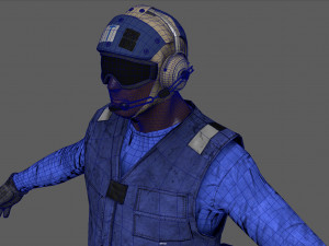 us navy flight deck crew blue 3D Model