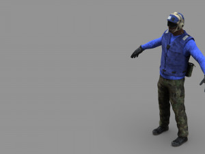 us navy flight deck crew blue 3D Model