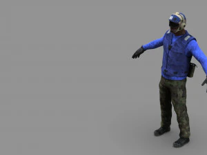 us navy flight deck crew blue 3D Model