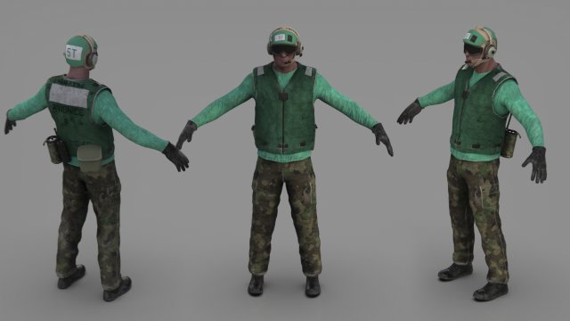 us navy flight deck crew green 3D Modell .c4d .max .obj .3ds .fbx .stl .blend