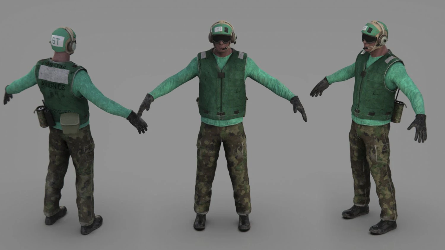 us navy flight deck crew green 3D Model .c4d .max .obj .3ds .fbx .stl .blend